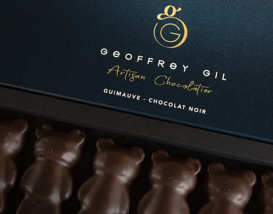 Coffret nounours guimauve chocolat noir, Geoffrey Gil Chocolaterie