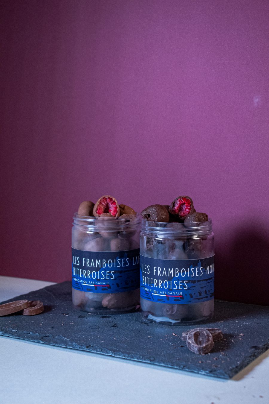 Framboises entières enrobées de chocolat